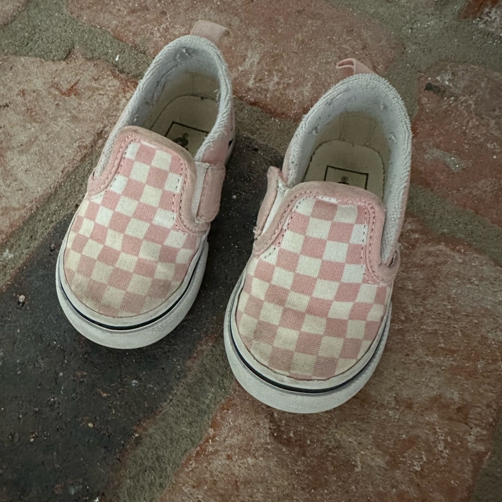 Vans Pink Checkered Slip-On Sneakers